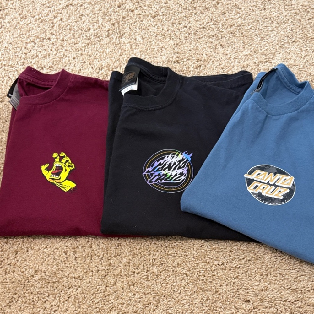 Santa Cruz Skateboards Kids Tees - Burgundy, Black, Blue
